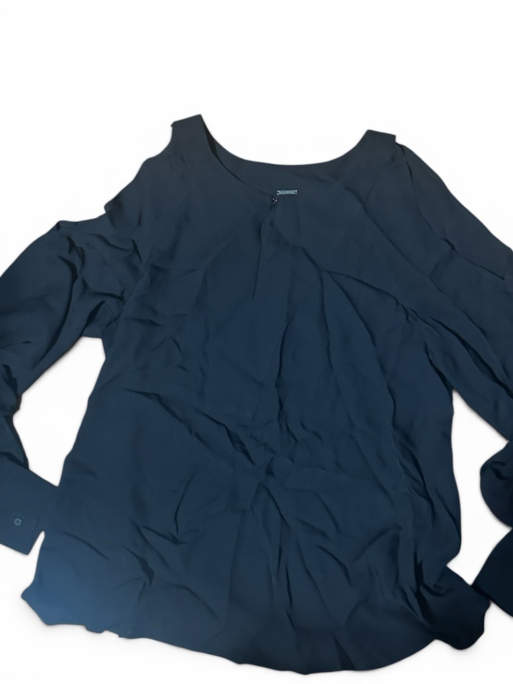 NWT Elie Tahari Navy Cold-Shoulder Long Sleeve Blouse US S